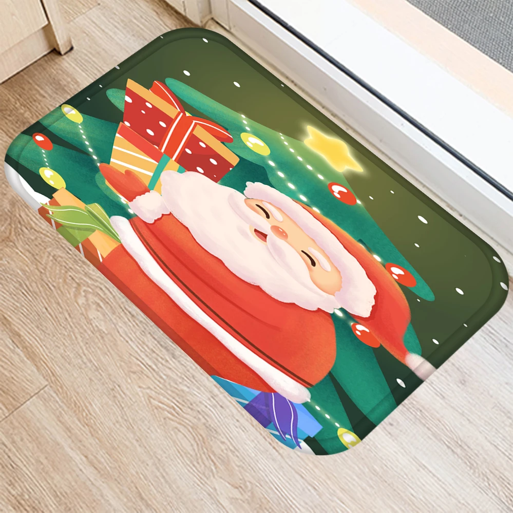 

ZHENHE Christmas Eve Santa Pattern Door Mat Non-Slip Floor Mat Bathroom Kitchen Entrance Carpet Home Decor