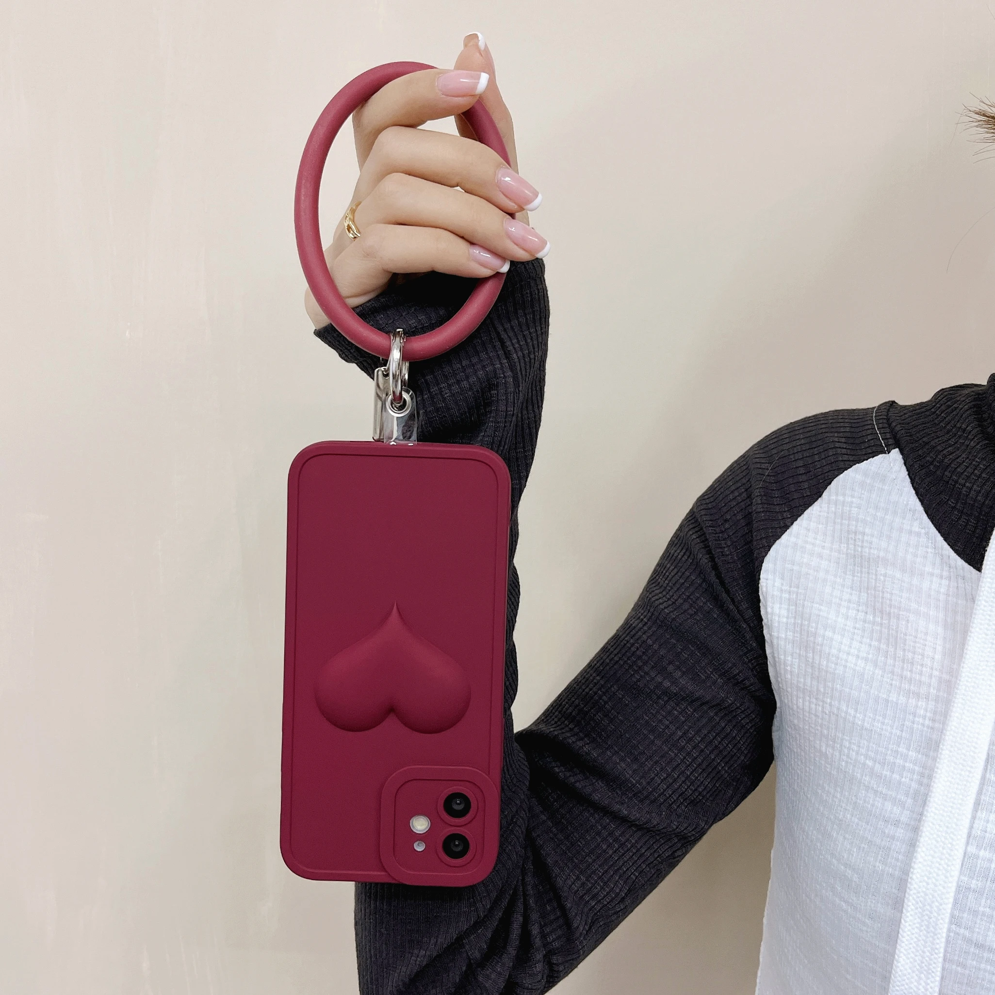 Colorful 3D Love Heart Detachable Ring Wrist Lanyard Phone Case For iPhone 11 12 13Pro Max Protective Matte Soft Cover
Colorful 3D Love Heart Detachable Ring Wrist Lanyard Phone Case For iPhone 11 12 13Pro Max Protective Matte Soft Cover