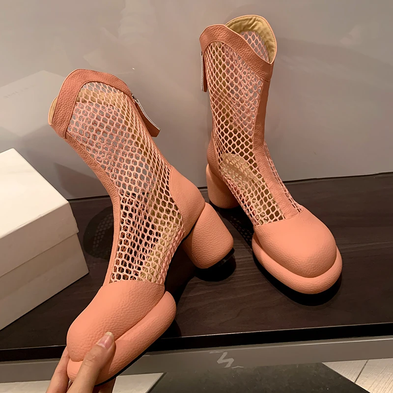 Summer Boot Sandals Woman Mid-Calf Mesh Botas Ladies Sexy High Heel Platform Booties In Pink
Summer Boot Sandals Woman Mid-Calf Mesh Botas Ladies Sexy High Heel Platform Booties In Pink