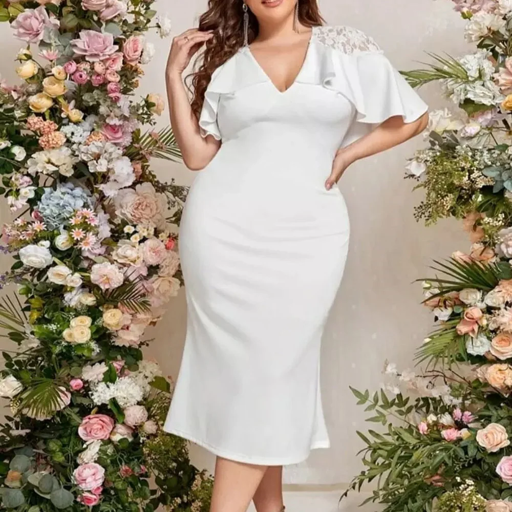 Fashion Women White Dress Solid Color Short Sleeve Pullover V-neck High Waist Western Style Spring Fall Dress For Ladies 2022
Fashion Women White Dress Solid Color Short Sleeve Pullover V-neck High Waist Western Style Spring Fall Dress For Ladies 2022