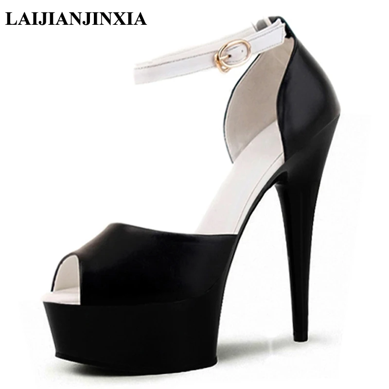 

Sexy Ankle Straps 15cm Women's High Heel Sandals Model Shows Catwalk Night Club Party Pole Dance Shoes Sandals