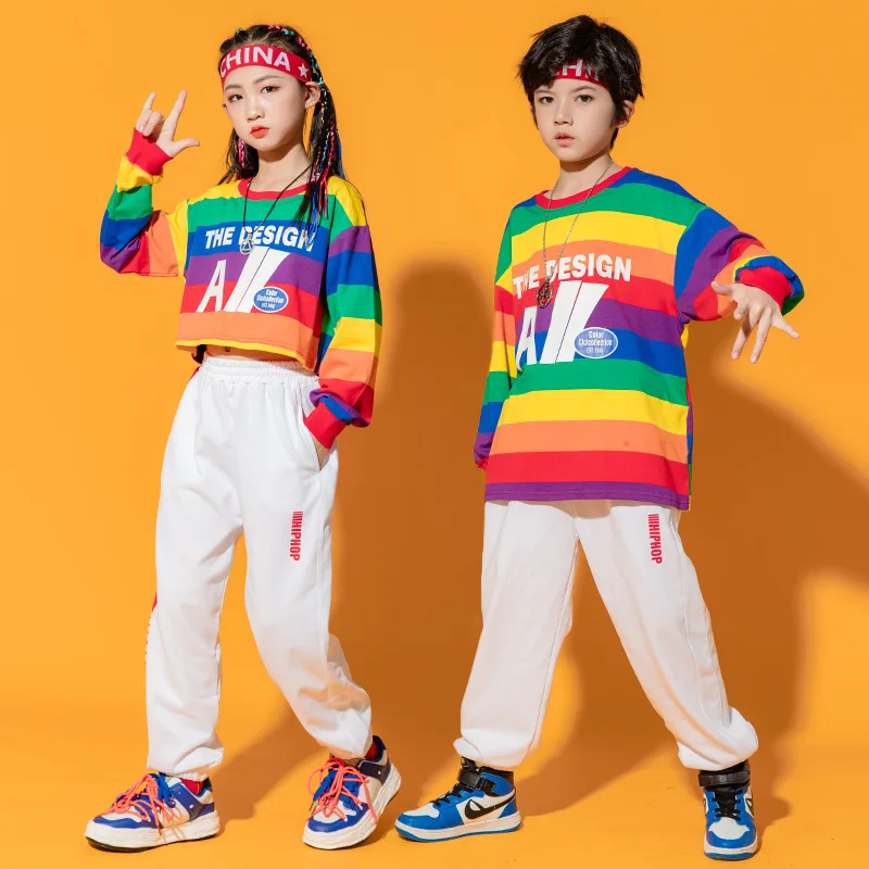 Boy Girl Hip Hop Clothing Striped Sweatshirt Long Sleeve Top Sweatpants Kids Street Wear Child Sport Outfits Teen Dance Costume
Boy Girl Hip Hop Clothing Striped Sweatshirt Long Sleeve Top Sweatpants Kids Street Wear Child Sport Outfits Teen Dance Costume
