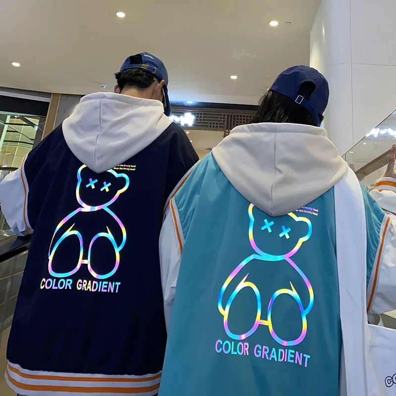 American Reflective Gradient Jackets Men High Street Hip Hop Baseball Uniform Retro Trend Couple Hooded Casual Jackets Coats
American Reflective Gradient Jackets Men High Street Hip Hop Baseball Uniform Retro Trend Couple Hooded Casual Jackets Coats