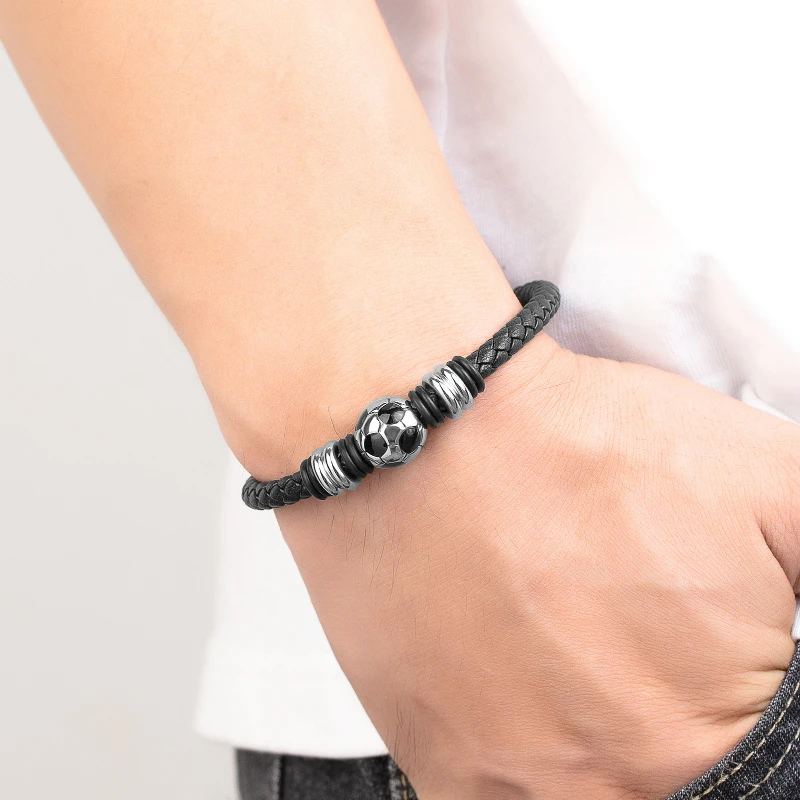 Men's Stainless Steel Bracelet Football Braided Leather Rope Bracelet 2022 Commemorative Bracelet
Men's Stainless Steel Bracelet Football Braided Leather Rope Bracelet 2022 Commemorative Bracelet