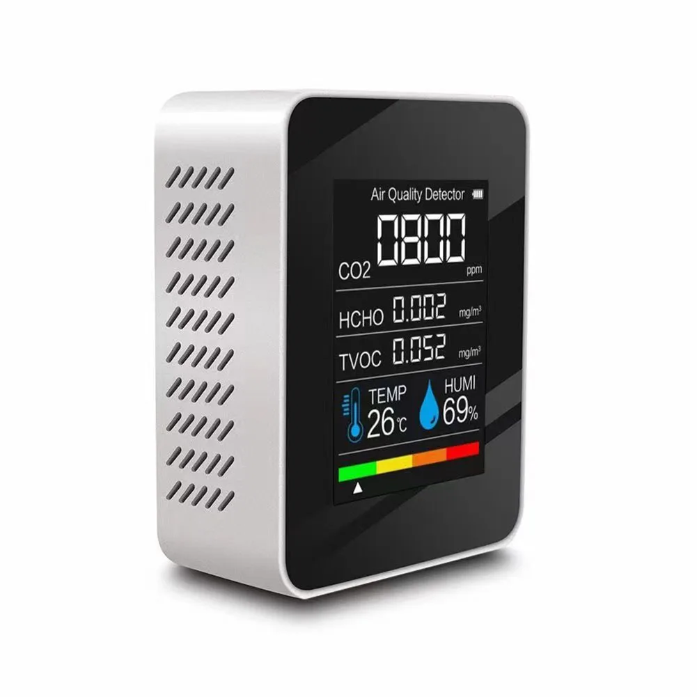 5-in-1 Portable Carbon Dioxide Detector With LCD Digital Temp Humidity CO2 Meter 2.76*3.54*1.38 Inches 1200mAh CO2 Detector
5-in-1 Portable Carbon Dioxide Detector With LCD Digital Temp Humidity CO2 Meter 2.76*3.54*1.38 Inches 1200mAh CO2 Detector