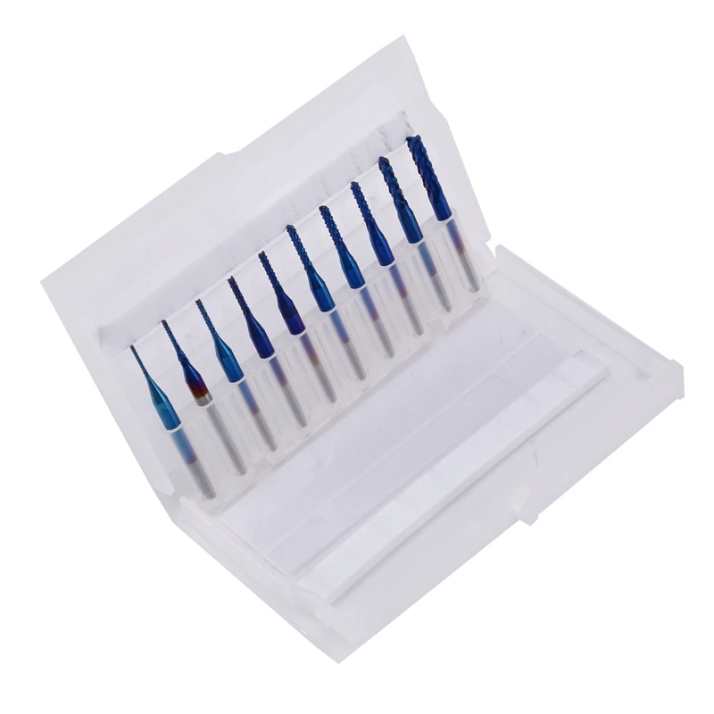 10 Pcs Nano Blue Coat End Mill CNC Router Bits PCB Milling Cutter 0.8-3Mm 1/8 Inch Shank Engraving Bit Rotary Burrs 
10 Pcs Nano Blue Coat End Mill CNC Router Bits PCB Milling Cutter 0.8-3Mm 1/8 Inch Shank Engraving Bit Rotary Burrs