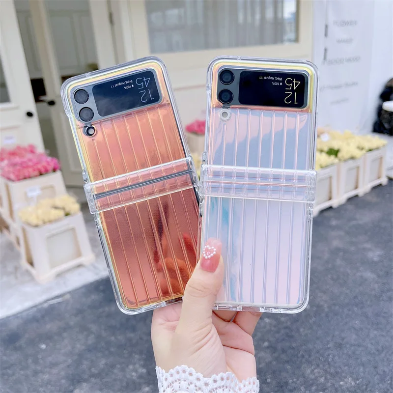 Transparent Suitcase Laser Sticker Phone Case for Samsung Galaxy Z Flip 3 5G Hard PC Back Cover for ZFlip3 Case Protective Shell
Transparent Suitcase Laser Sticker Phone Case for Samsung Galaxy Z Flip 3 5G Hard PC Back Cover for ZFlip3 Case Protective Shell