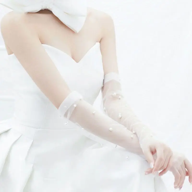 Simple Wedding Dress Thin Mesh White Gloves Imitation Pearl Beaded Bride Elbow Length Long Mittens Photography Props
Simple Wedding Dress Thin Mesh White Gloves Imitation Pearl Beaded Bride Elbow Length Long Mittens Photography Props
