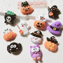 10Pcs New Mini Cute Cartoon Halloween Collection Flat Back Resin Cabochons Scrapbooking DIY Jewelry Craft Decoration Accessorie