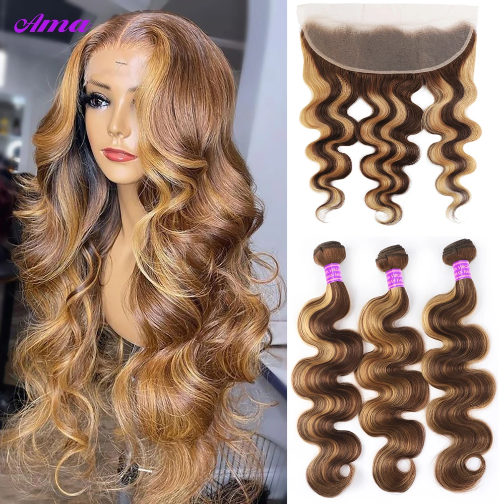 P4 27 Highlight Bundles With Frontal 13x4 inch Honey Blonde Body Wave Bundles With Frontal Colored Human Bundles With Frontal
P4 27 Highlight Bundles With Frontal 13x4 inch Honey Blonde Body Wave Bundles With Frontal Colored Human Bundles With Frontal