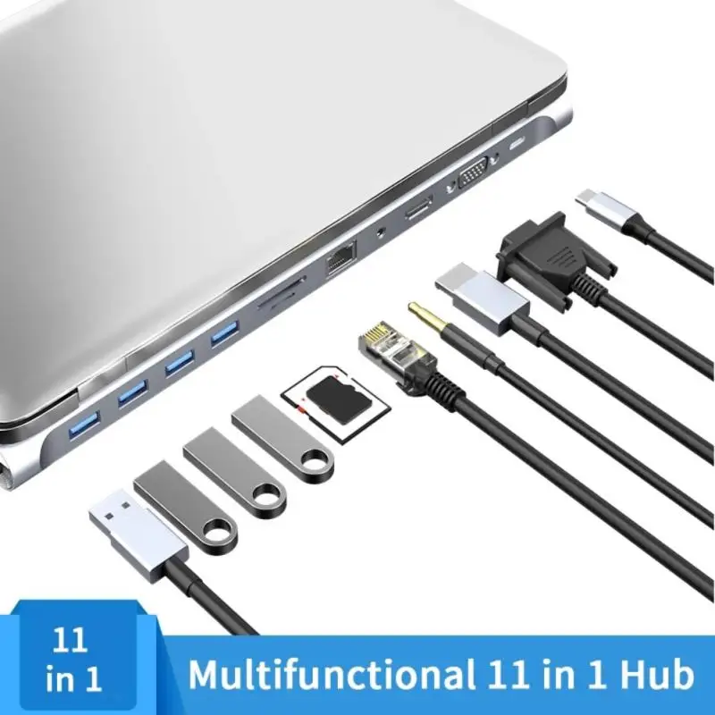 

USB3.0 Hub 11 In 1 Type-c Docking Station USB-c To Compatible 100M Network Card VGA PD USB3.0 Hub Computer Accessories 2