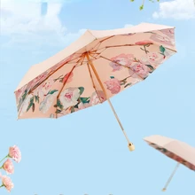 New Gold Pole Gold Frame Composite Color Glue Sun Protection UV Protection Retro Rain and Rain Dual Purpose Sun Umbrella