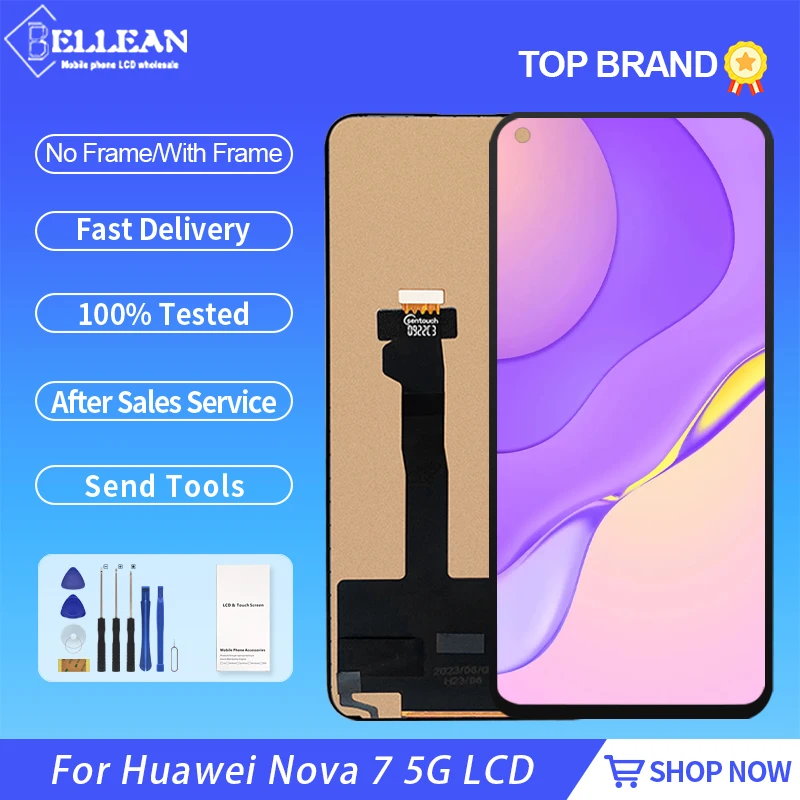 6.53 Inch Display For Huawei Nova 7 5G Lcd Touch Panel Screen Digitizer JEF-AN00 JEF-NX9 JEF-AN20 Assembly With Tools
6.53 Inch Display For Huawei Nova 7 5G Lcd Touch Panel Screen Digitizer JEF-AN00 JEF-NX9 JEF-AN20 Assembly With Tools