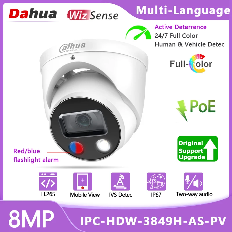 Dahua Full Color Active Deterrence IP Camera 8MP IPC-HDW3849H-AS-PV 5MP IPC-HDW3549H-AS-PV 4MP IPC-HDW3449H-AS-PV Two Way Audio
Dahua Full Color Active Deterrence IP Camera 8MP IPC-HDW3849H-AS-PV 5MP IPC-HDW3549H-AS-PV 4MP IPC-HDW3449H-AS-PV Two Way Audio