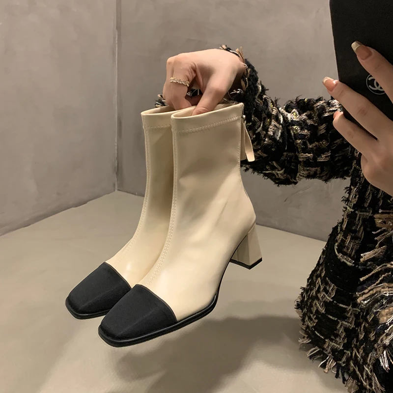Ботильоны женские на толстом каблуке, модные ботинки челси, квадратный носок, смешанные цвета
Ботильоны женские на толстом каблуке, модные ботинки челси, квадратный носок, смешанные цвета