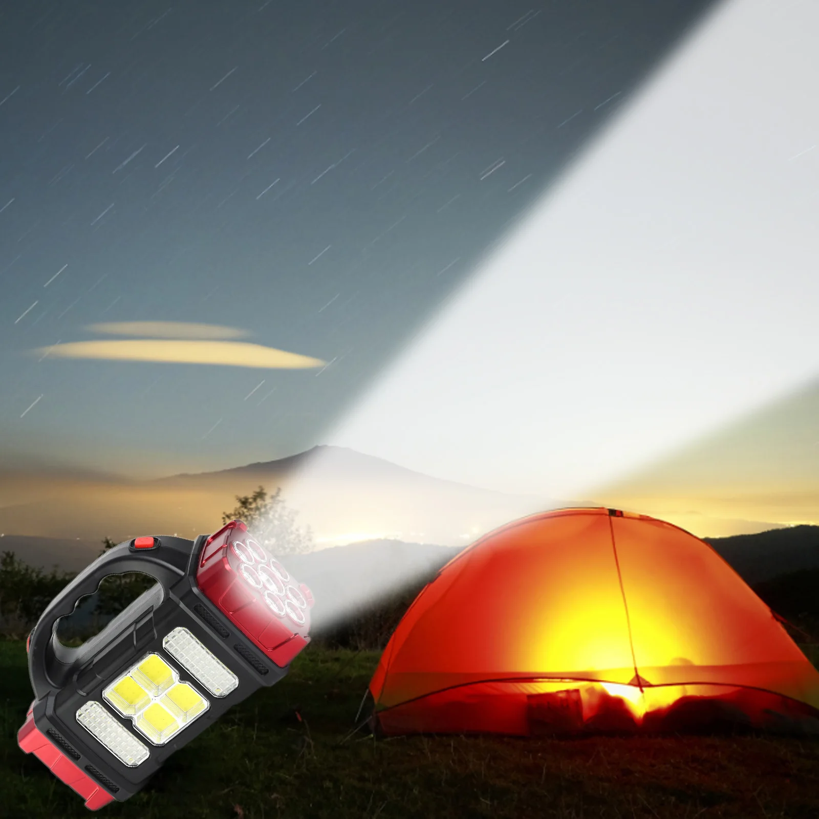 

Long-range Flashlight Waterproof Solar Night Fishing Flashlights Power Bank USB COB Side Lights 4 Light Source Modes