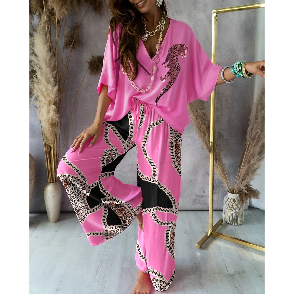 Ninimour Women Leopard Chain Print Batwing Sleeve Top & Pants Set 2022 Two Piece Long Pants Suit Casual Daily Wear Women Clothes
Ninimour Women Leopard Chain Print Batwing Sleeve Top & Pants Set 2022 Two Piece Long Pants Suit Casual Daily Wear Women Clothes