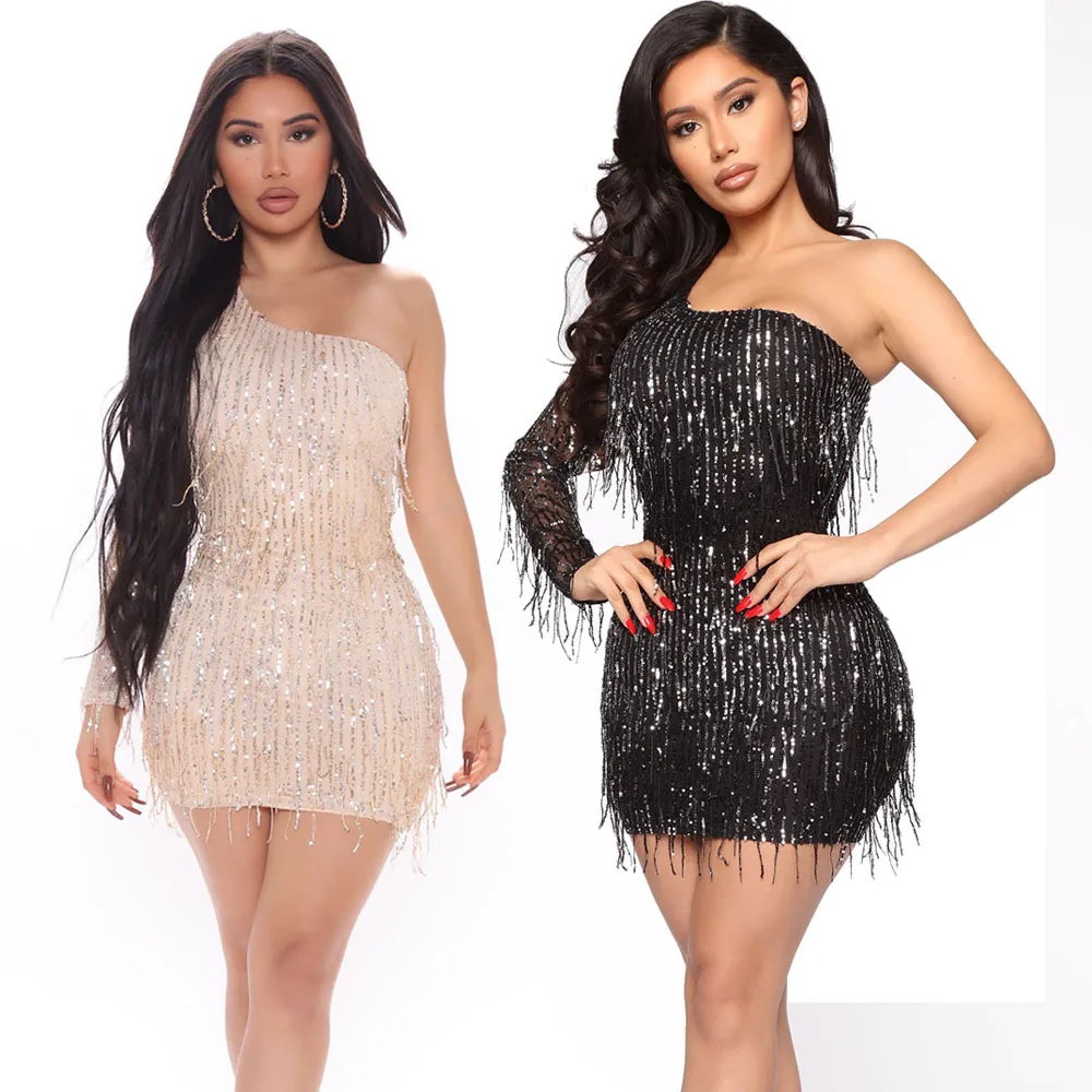 Black Sequins Dresses Women V Neck Long Sleeve High Waist Bodycon Irregular Fringe Tassel Cocktail Event Outfits for Ladies
Black Sequins Dresses Women V Neck Long Sleeve High Waist Bodycon Irregular Fringe Tassel Cocktail Event Outfits for Ladies