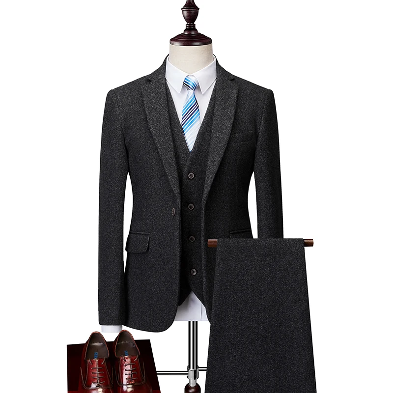 (Jackets+Vest+pants) Brand Clothing Men's Top Quality Woolen Fabric Business Blazers/Male Slim Fit Solid Color Suit/ Groom Dress
(Jackets+Vest+pants) Brand Clothing Men's Top Quality Woolen Fabric Business Blazers/Male Slim Fit Solid Color Suit/ Groom Dress