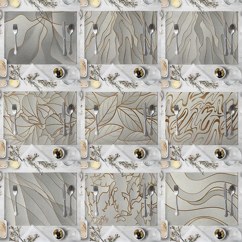 Golden Silvery imitation linen Placemat For Dinner Table Mat For Coffee Tables Tableware Plates Cup Pads Kitchen Accessories 
Golden Silvery imitation linen Placemat For Dinner Table Mat For Coffee Tables Tableware Plates Cup Pads Kitchen Accessories