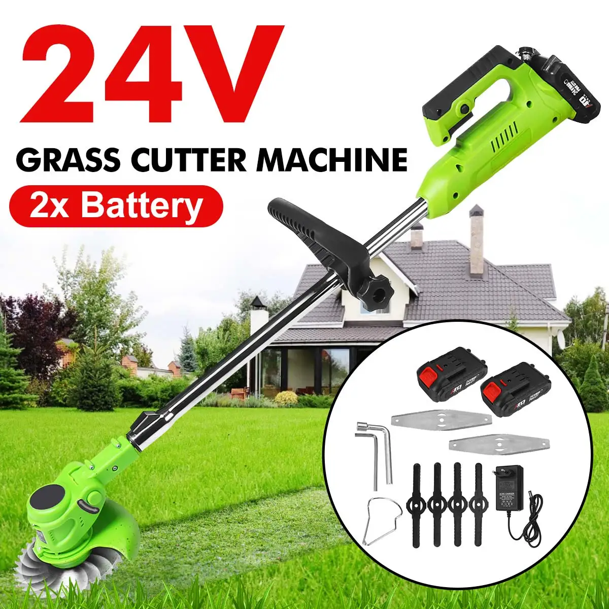 Electric Lawn Mower Rechargeable 24V Battery Cordless Grass Trimmer Auto Release Portable Garden Tools Home Trimming Machine
Electric Lawn Mower Rechargeable 24V Battery Cordless Grass Trimmer Auto Release Portable Garden Tools Home Trimming Machine