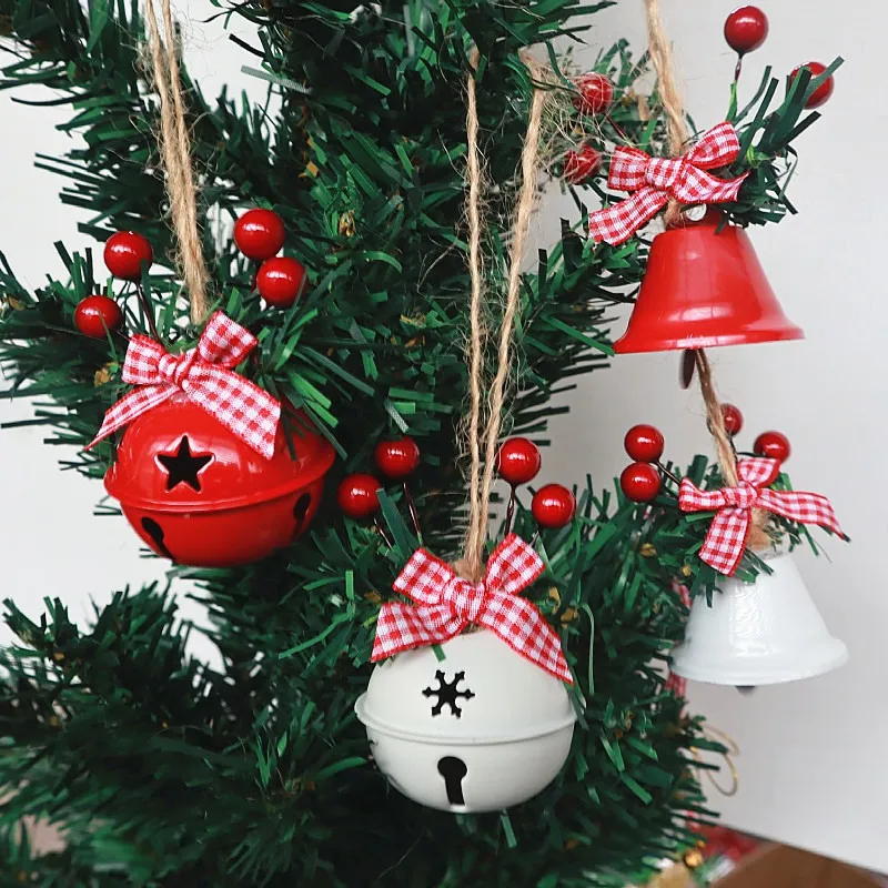 

Christmas Decorations Creative Christmas Tree Pendants Five Star Snowflake Bell Hemp Rope Pendants Christmas Bell Pendants