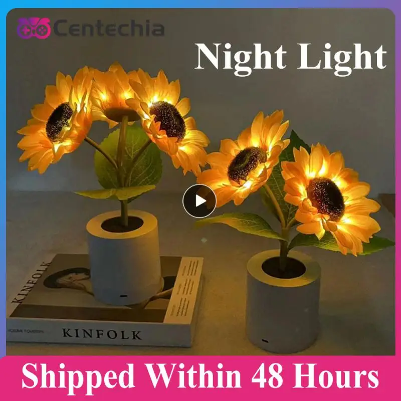 

Artificial Tulip Sunflower Decorative Light Rechargeable Bedroom Lamp Creative Night Light For Kids Friend Birthday Holiday Gift