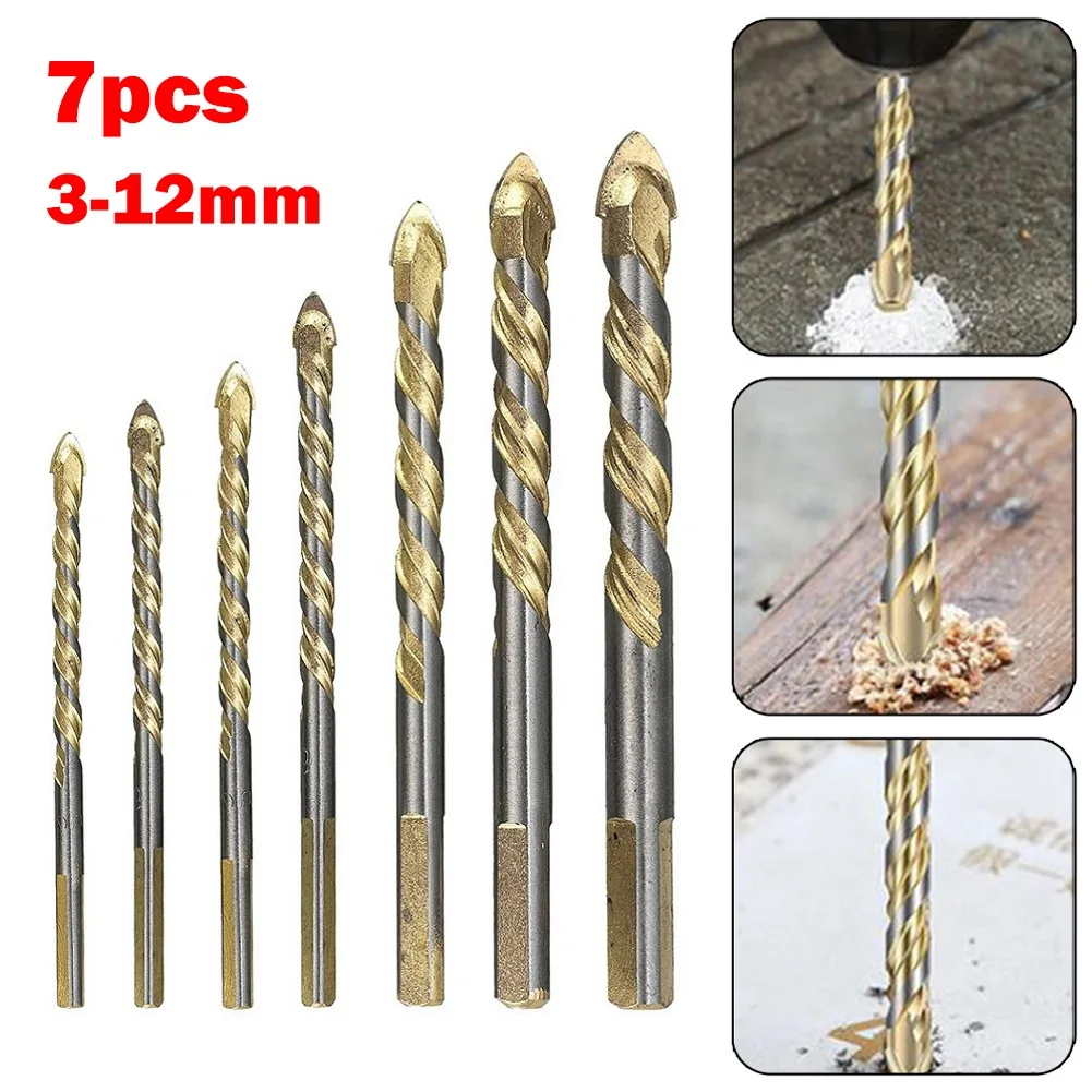 7pcs Triangle Drill Bit 3-12mm Glass Drill Bit For Tile Concrete Brick Glass Wood Stone Multi-Material Drilling Hole Opener
7pcs Triangle Drill Bit 3-12mm Glass Drill Bit For Tile Concrete Brick Glass Wood Stone Multi-Material Drilling Hole Opener