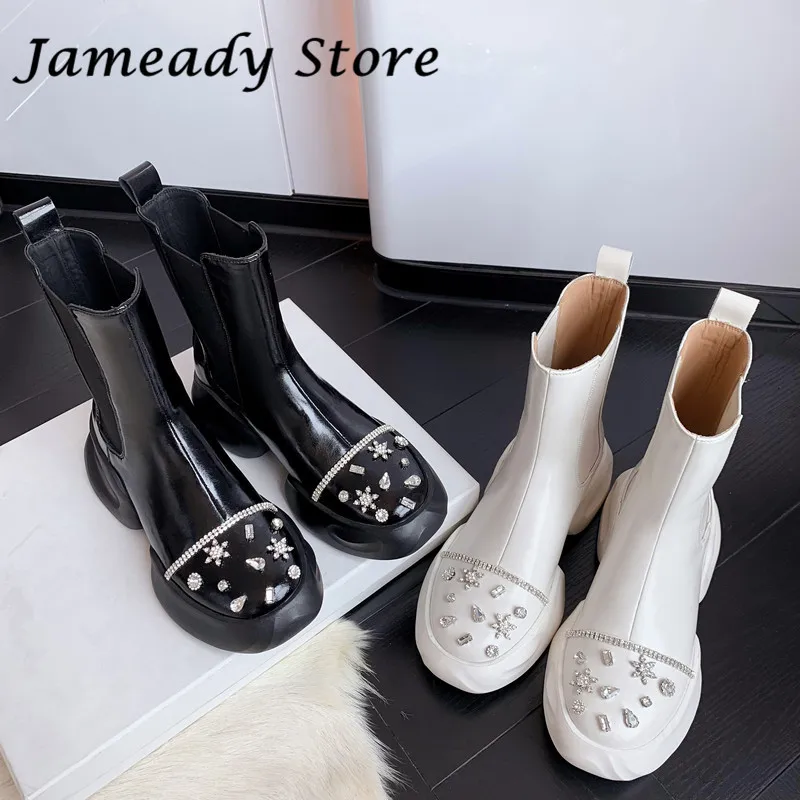 Rhinestone Decoration Thick Sole Short Boots Women Chunky Platform Ankle Boots High Heel Botas Mujer Autumn Winter Runway Shoes
Rhinestone Decoration Thick Sole Short Boots Women Chunky Platform Ankle Boots High Heel Botas Mujer Autumn Winter Runway Shoes
