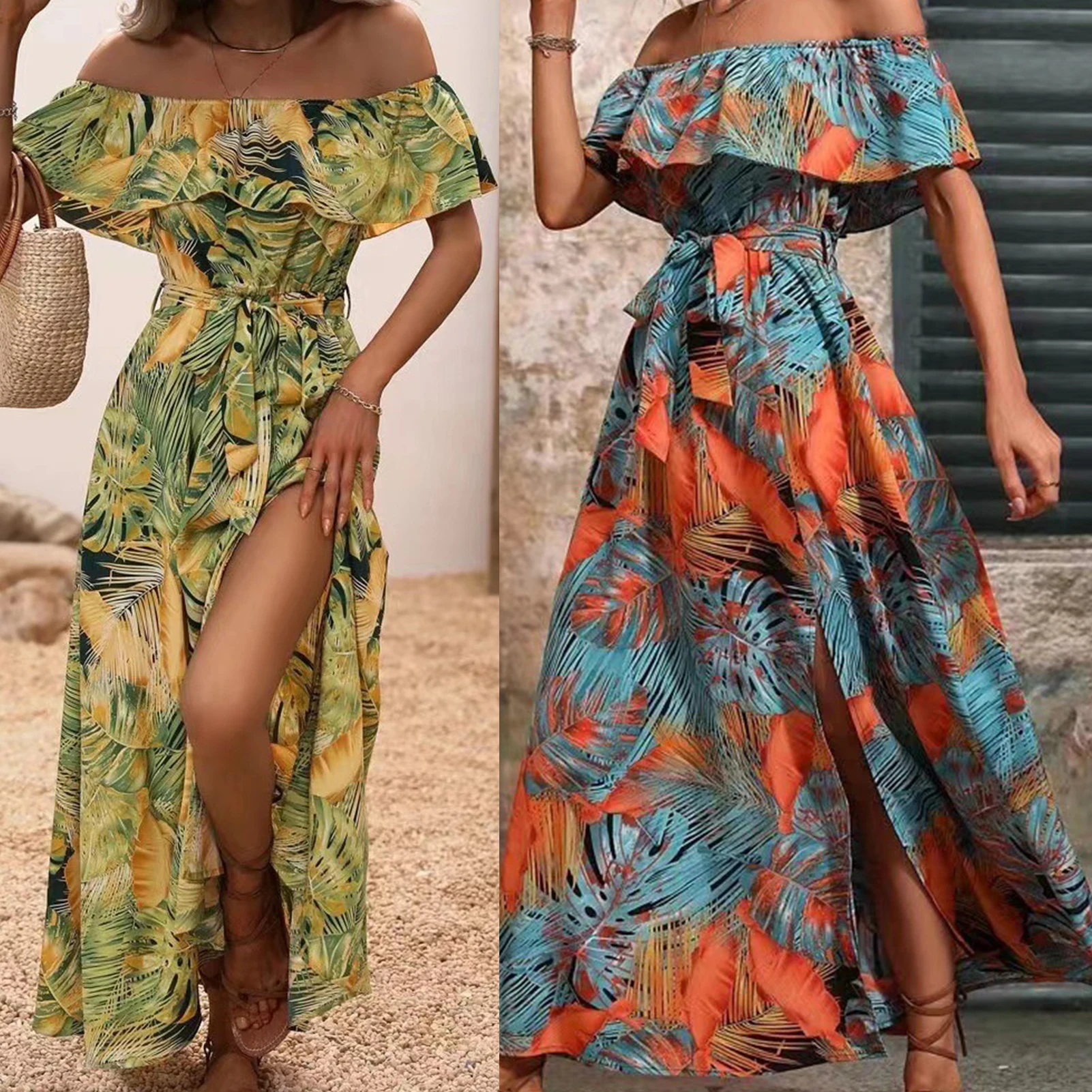 Leaf Print Summer Long Dress Sexy Backless Tube Top Dresses for Prom Casual Fashion Slash Neck Side Slit Vacation Outfit
Leaf Print Summer Long Dress Sexy Backless Tube Top Dresses for Prom Casual Fashion Slash Neck Side Slit Vacation Outfit