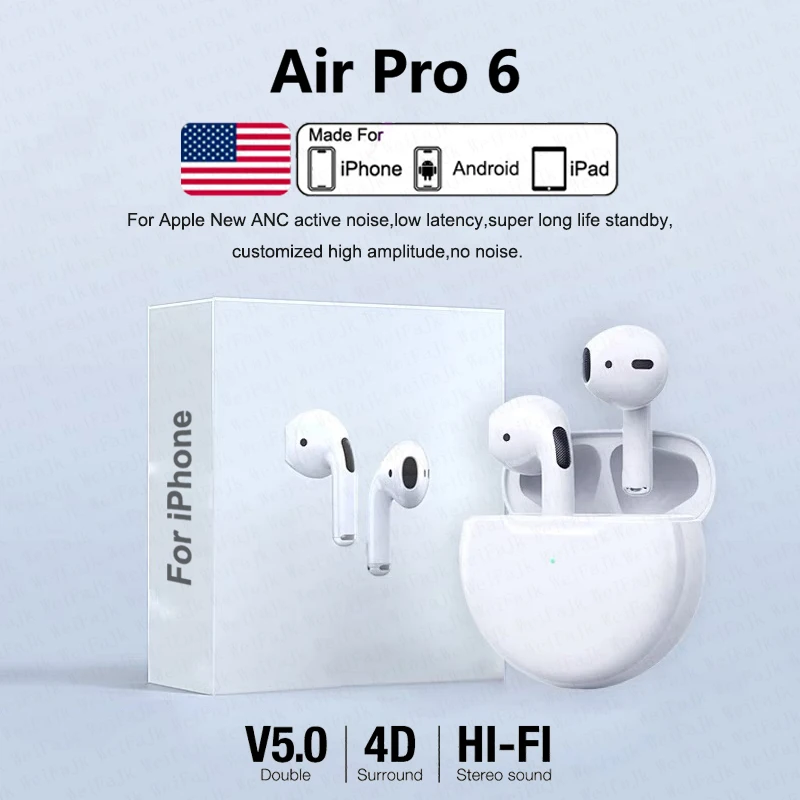 Original Air Pro 6 Pods TWS Max Wireless Bluetooth Earphones In Ear Earbuds Mic Headset For Xiaomi Lenovo Apple iPhone Earphones
Original Air Pro 6 Pods TWS Max Wireless Bluetooth Earphones In Ear Earbuds Mic Headset For Xiaomi Lenovo Apple iPhone Earphones