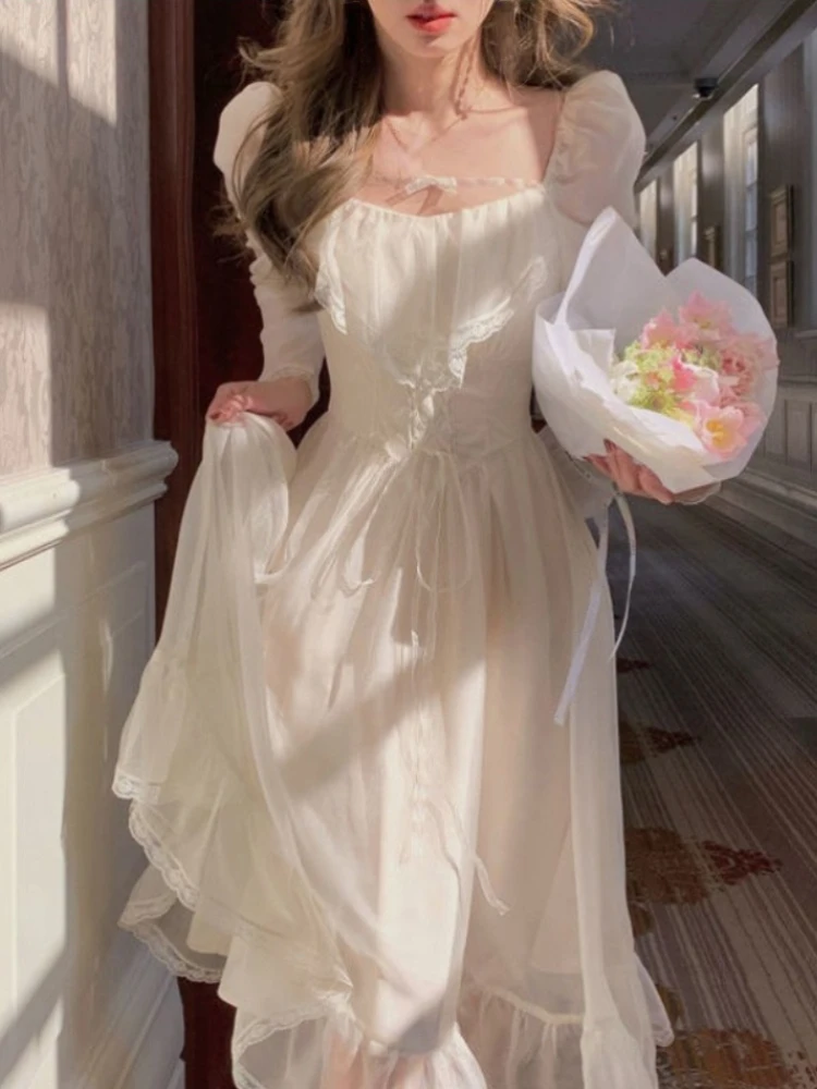 Fairy Pure Color Midi Dress Long Sleeve 2022 Summer Chiffon Elegant Evening Party Dress Vintage One Piece Dress Korean Design
Fairy Pure Color Midi Dress Long Sleeve 2022 Summer Chiffon Elegant Evening Party Dress Vintage One Piece Dress Korean Design