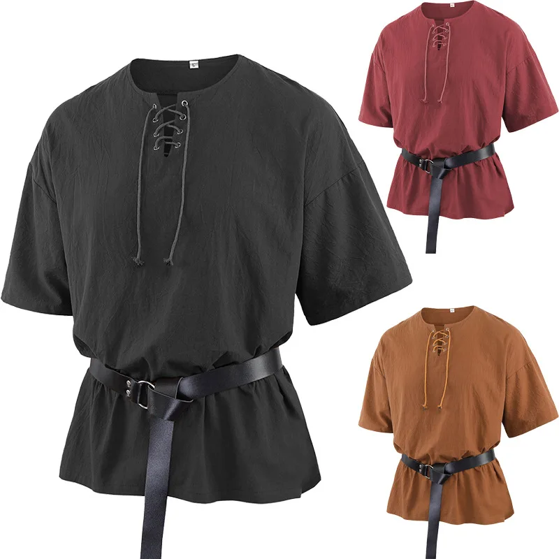 Middle Ages Vintage Shirt Men Short Sleeve Medieval Pirate Costume Cosplay
Middle Ages Vintage Shirt Men Short Sleeve Medieval Pirate Costume Cosplay