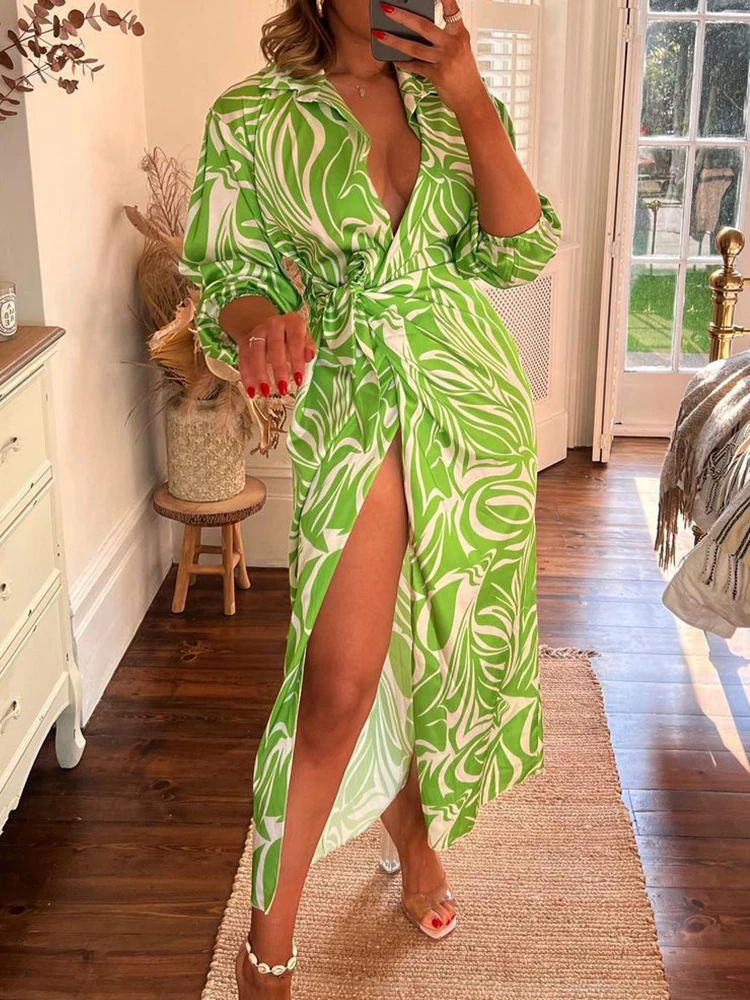Vintage Pattern Print Women Shirt Dress Spring Turn-down Collar Hollow Out Office Dress Summer High Slit Loose Boho Long Dresses
Vintage Pattern Print Women Shirt Dress Spring Turn-down Collar Hollow Out Office Dress Summer High Slit Loose Boho Long Dresses