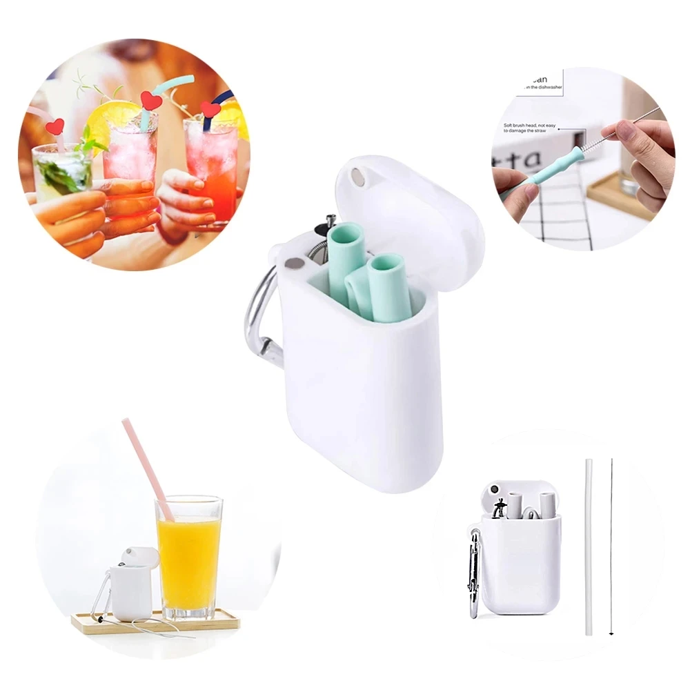 Reusable Food Grade Silicone Straws With Cleaning Brush & Case Creative Drinking Straw Outdoor Portable Party Bar Accessory
Reusable Food Grade Silicone Straws With Cleaning Brush & Case Creative Drinking Straw Outdoor Portable Party Bar Accessory