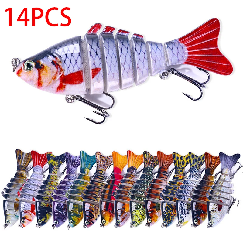 

14PCS/Set 10cm/15g Fishing wobbler Lifelike 7 Segment Swimbait Crankbait Hard Bait Slow Isca Artificial Lures Fishing Tackle