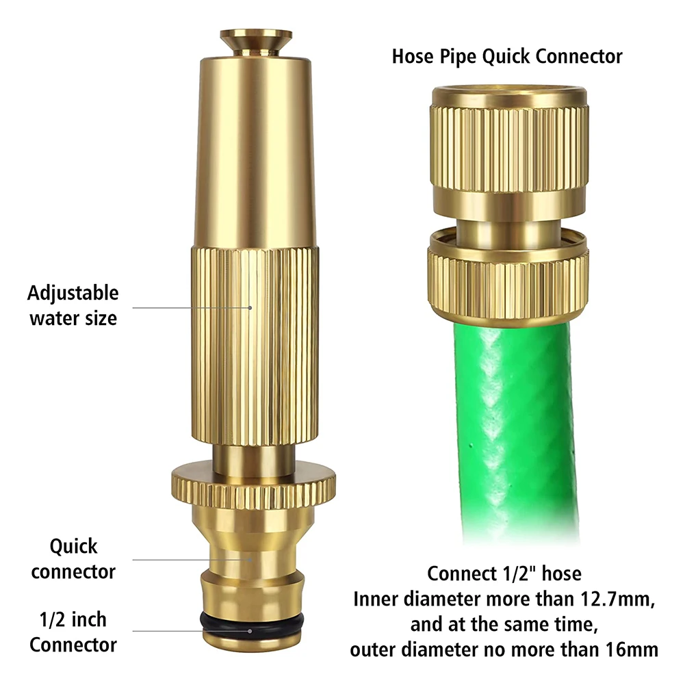 Spray Nozzle Water Gun Brass High Pressure Direct Spray Sprinkler Quick Connector 1/2'' Garden Hose Adjustable Pressure Washer
Spray Nozzle Water Gun Brass High Pressure Direct Spray Sprinkler Quick Connector 1/2'' Garden Hose Adjustable Pressure Washer