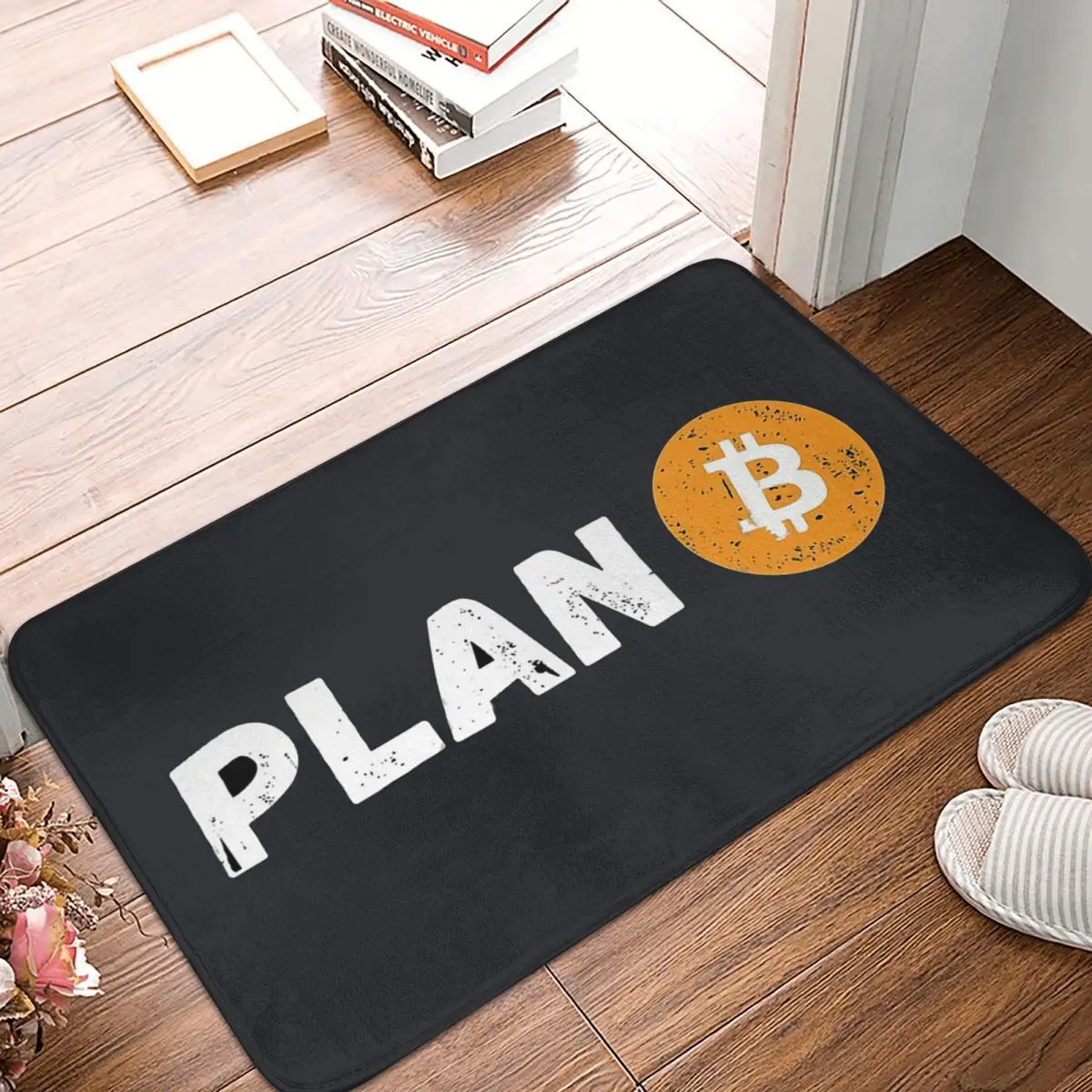 

Bitcoin Cryptocurrency Miners Meme Bathroom Non-Slip Carpet PLAN B Flannel Mat Entrance Door Doormat Home Decoration Rug