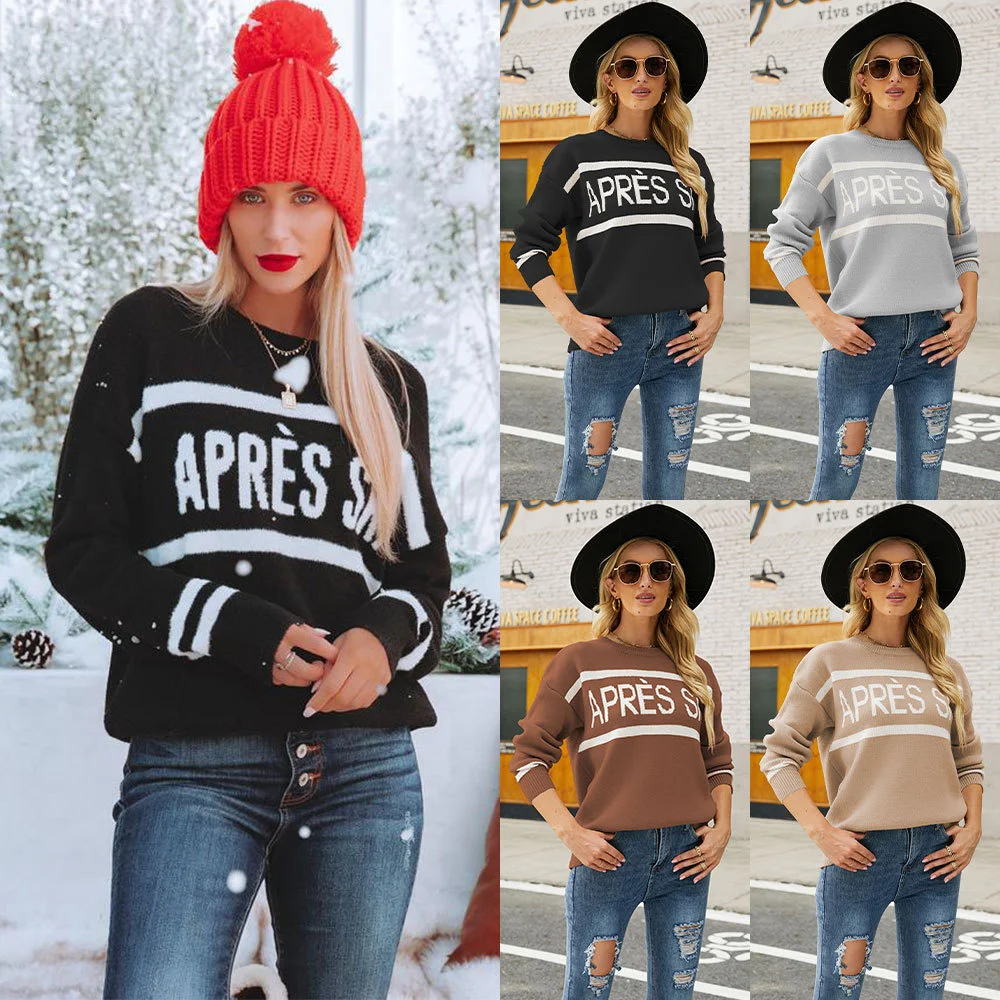 Autumn and Winter 2023 Women's Round Neck Letter Printing Knitwear Large Pullover Women's Sweater 
Autumn and Winter 2023 Women's Round Neck Letter Printing Knitwear Large Pullover Women's Sweater