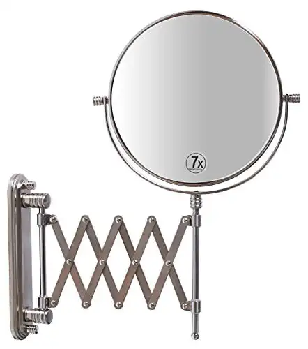 8-Inch Two-Sided Extension Wall Mount Mirror with 7x Magnification, 13.5-Inch Extension, Nickel
8-Inch Two-Sided Extension Wall Mount Mirror with 7x Magnification, 13.5-Inch Extension, Nickel