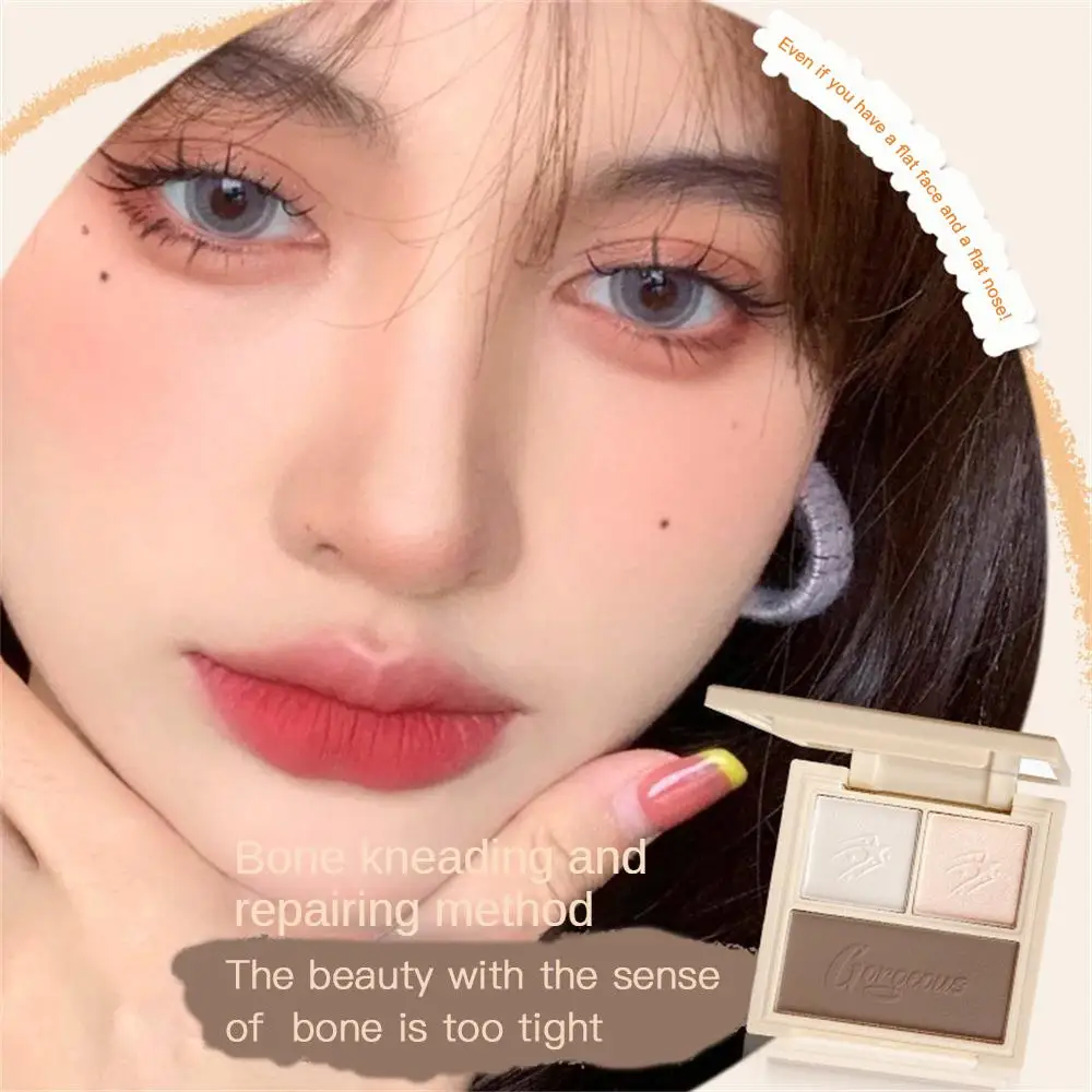 

3 Color Matte Highlight Palette Three-Dimensional Highlighter Repair Face Nose Contour Powder Waterproof Brightening Cosmetics