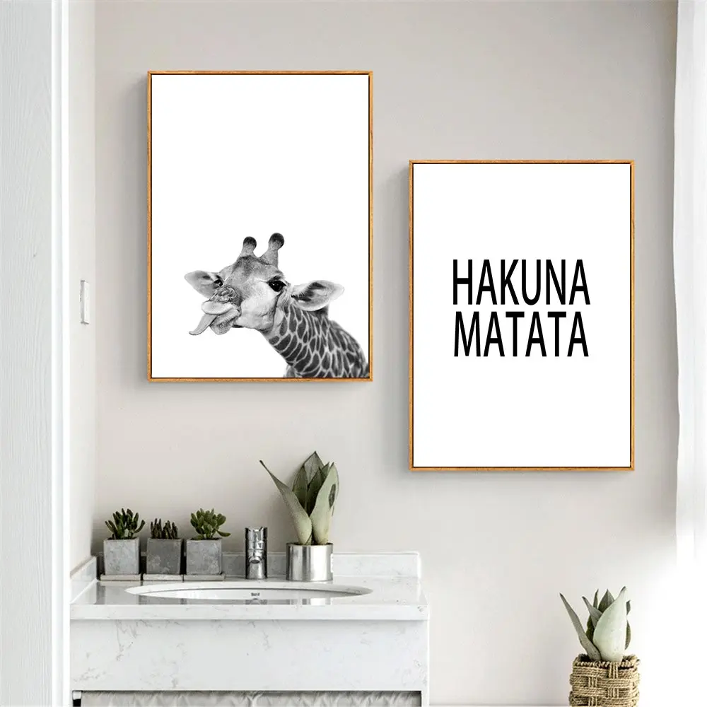 Black And White Giraffe Canvas Painting Quote Poster Animals Wall Art Print Nordic Pictures Living Room Home Decor HAKUNA MATATA
Black And White Giraffe Canvas Painting Quote Poster Animals Wall Art Print Nordic Pictures Living Room Home Decor HAKUNA MATATA
