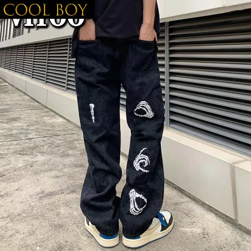 E BOY Men's Y2K Clothes Casual Printed Women's Vintage Baggy Wide Leg Straight Jeans Trousers Denim Pants Goth Streetwear
E BOY Men's Y2K Clothes Casual Printed Women's Vintage Baggy Wide Leg Straight Jeans Trousers Denim Pants Goth Streetwear