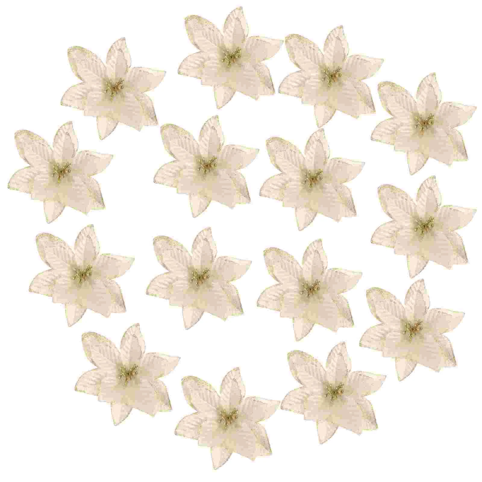 30pcs Artificial Floral Flower Christmas Flowers Golden Artificial Flowers Golden Ornaments for Christmas Tree Flower Craft 
30pcs Artificial Floral Flower Christmas Flowers Golden Artificial Flowers Golden Ornaments for Christmas Tree Flower Craft