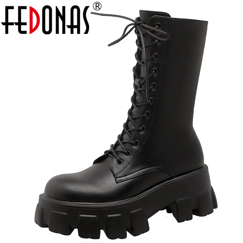FEDONAS Women Mid-Calf Boots Platforms Autumn Winter Thick Heels Genuine Leather Shoes Woman Punk Style Leisure Motorcycle Boots
FEDONAS Women Mid-Calf Boots Platforms Autumn Winter Thick Heels Genuine Leather Shoes Woman Punk Style Leisure Motorcycle Boots