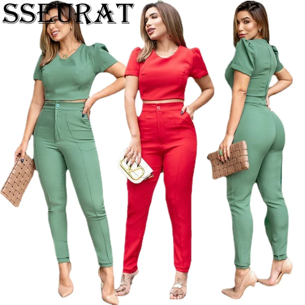 SSEURAT Two-Piece Set Women Top Pants High Waist Set Summer Outfits 2022 Trouser Suits Short Sleeve Fashion Elegant Female Set 
SSEURAT Two-Piece Set Women Top Pants High Waist Set Summer Outfits 2022 Trouser Suits Short Sleeve Fashion Elegant Female Set