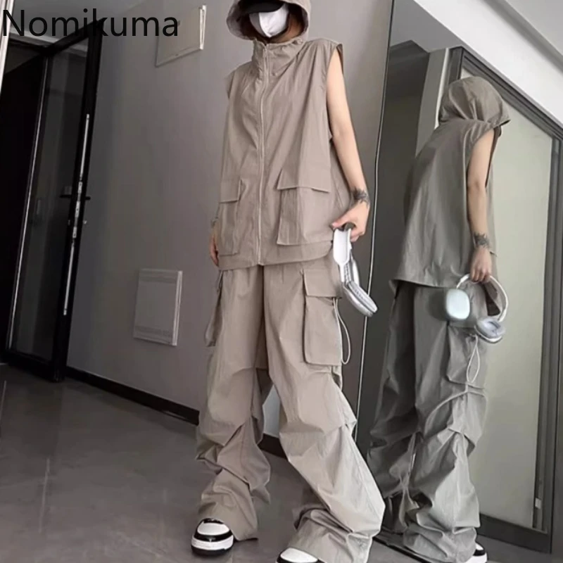 Harajuku Outfits Fashion Two Piece Sets for Women Hooded Sleeveless Vest Folds Pocket Cargo Pants Suit Casual Korean Y2k Set
Harajuku Outfits Fashion Two Piece Sets for Women Hooded Sleeveless Vest Folds Pocket Cargo Pants Suit Casual Korean Y2k Set