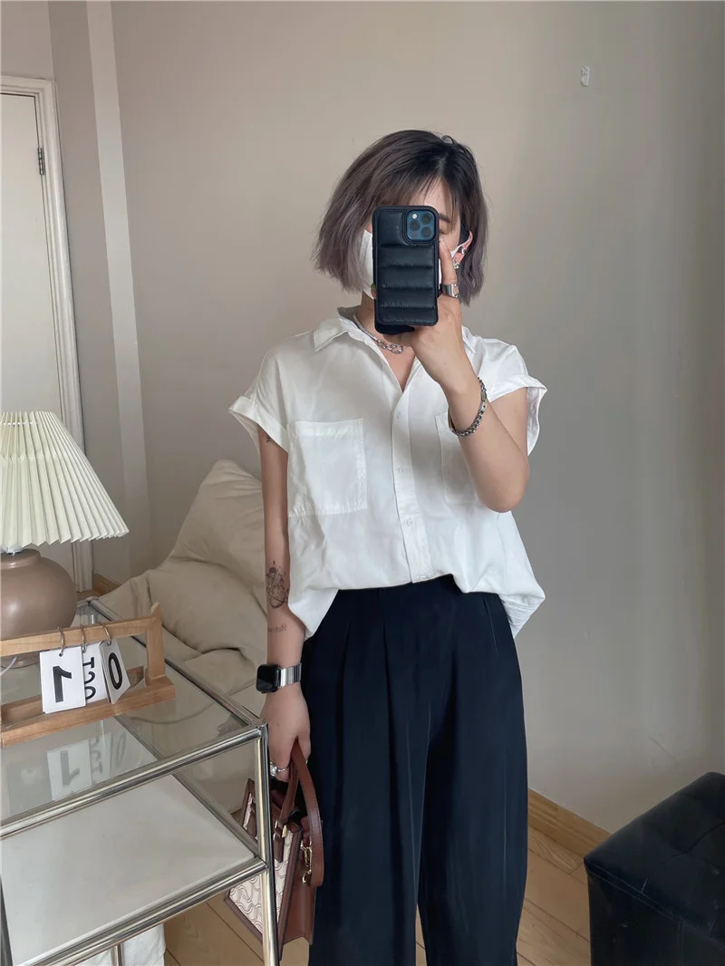 Белая женская рубашка с коротким рукавом, Летний Тонкий Свободный Топ без рукавов в гонконгском стиле
Белая женская рубашка с коротким рукавом, Летний Тонкий Свободный Топ без рукавов в гонконгском стиле