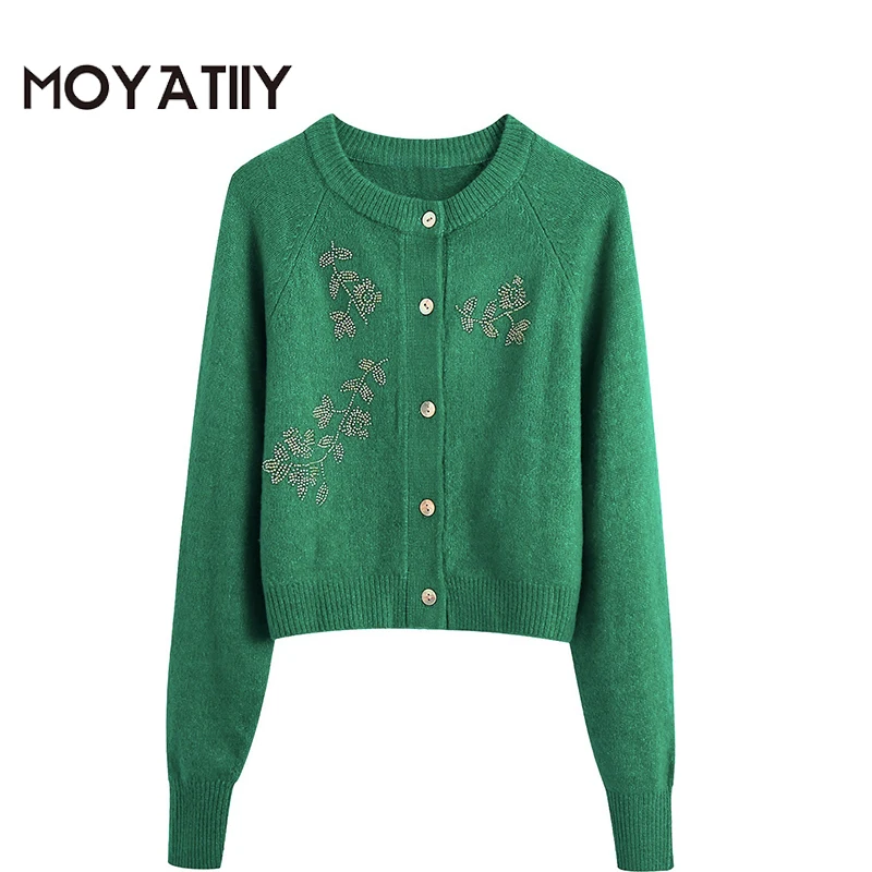 MOYATIIY Women 2022 Fashion Green Knit Cardigan Sweater Classic Flower Beading Cardigans Outwear Long Sleeve Female Tops
MOYATIIY Women 2022 Fashion Green Knit Cardigan Sweater Classic Flower Beading Cardigans Outwear Long Sleeve Female Tops
