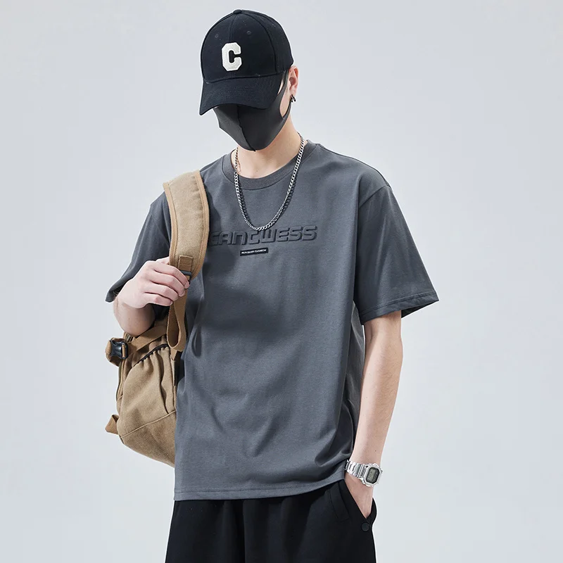 High Quality Short Sleeve T-shirt For Men Cotton Summer Letter Steel Print New Loose Tee Tops Clothes Drop Shipping
High Quality Short Sleeve T-shirt For Men Cotton Summer Letter Steel Print New Loose Tee Tops Clothes Drop Shipping